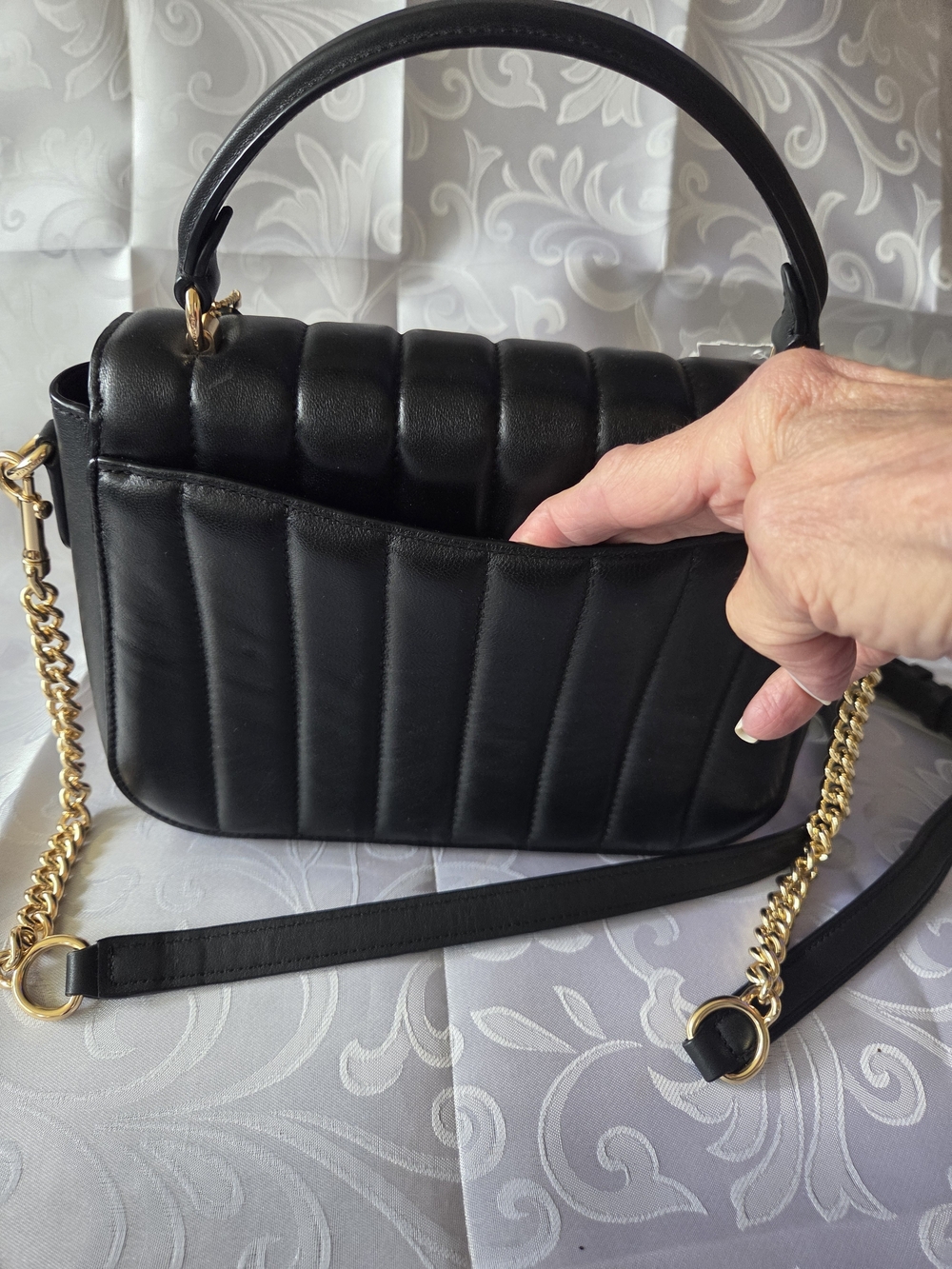 Coach Black Crossbody With Detachable Leather Strap with Gold Buckle NWT - Picture 5 of 16